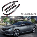 Fit 2017-2021 Honda Civic Hatchback In-Channel Vent Window Visors Rain Sun Wind Guards Shade Deflectors-2