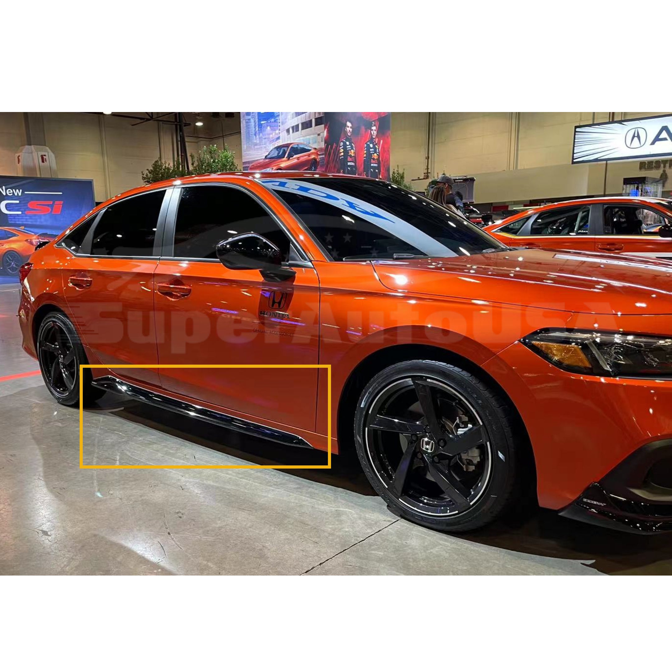 Fit 2022-2023 Honda Civic Difusor Side Body Kit de extensiones de faldón (negro brillante) - 0