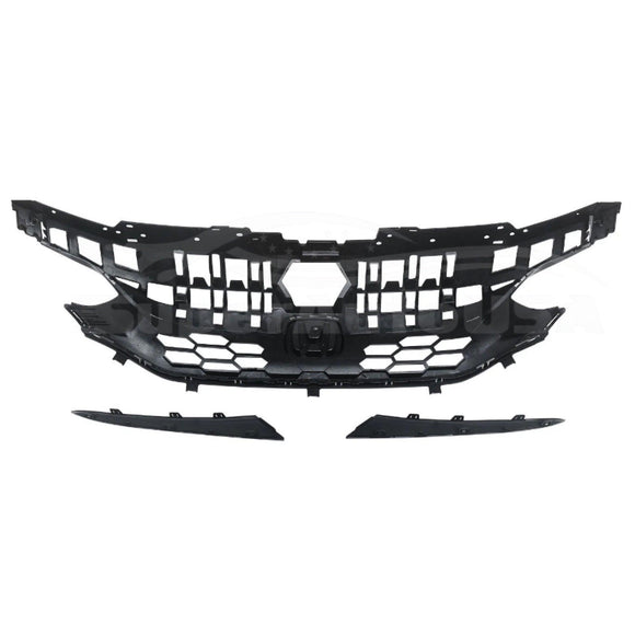 Fit 22-23 Honda Civic Type R Gloss Black Si Style Front Bumper Honeycomb Grille