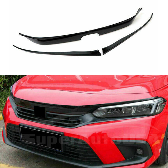 Moldura para rejilla de parachoques delantero de Honda Civic 11.° modelo 2022-2023 (negro brillante) 