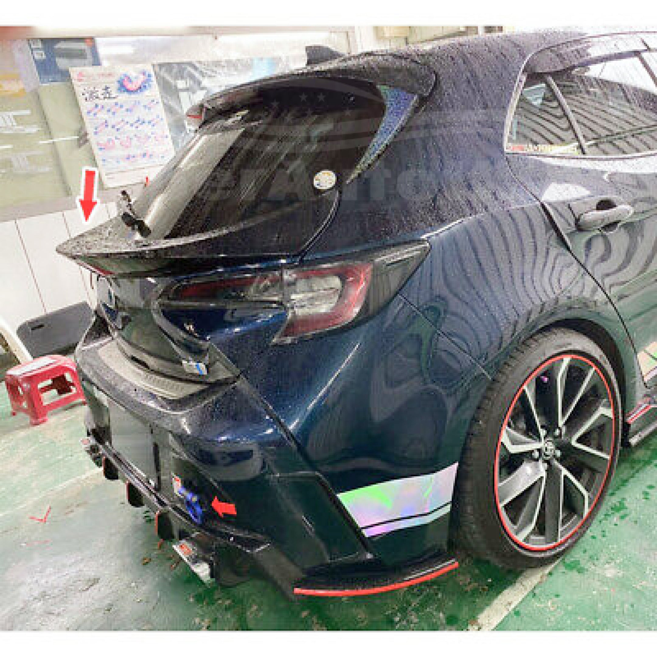 Fit 2019-2022 Toyota Corolla Hatchback Rear Middle Trunk Spoiler (Gloss Black)