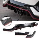 Fits 2017-2021 Honda Civic Hatchback Rear Bumper Spoiler Garnish Reflectors (Carbon Fiber Print and Red Trim)-2