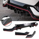 Fits 2017-2021 Honda Civic Hatchback Rear Bumper Garnish Reflectors (Black & Red Trim)-2
