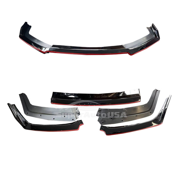 Fit 2017-2021 Honda CIVIC Hatchback Type R Style Front Bumper Lip (Gloss Black with Red Trim)