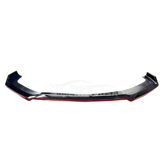 Fit 2017-2021 Honda CIVIC Hatchback Type R Style Front Bumper Lip (Gloss Black with Red Trim)