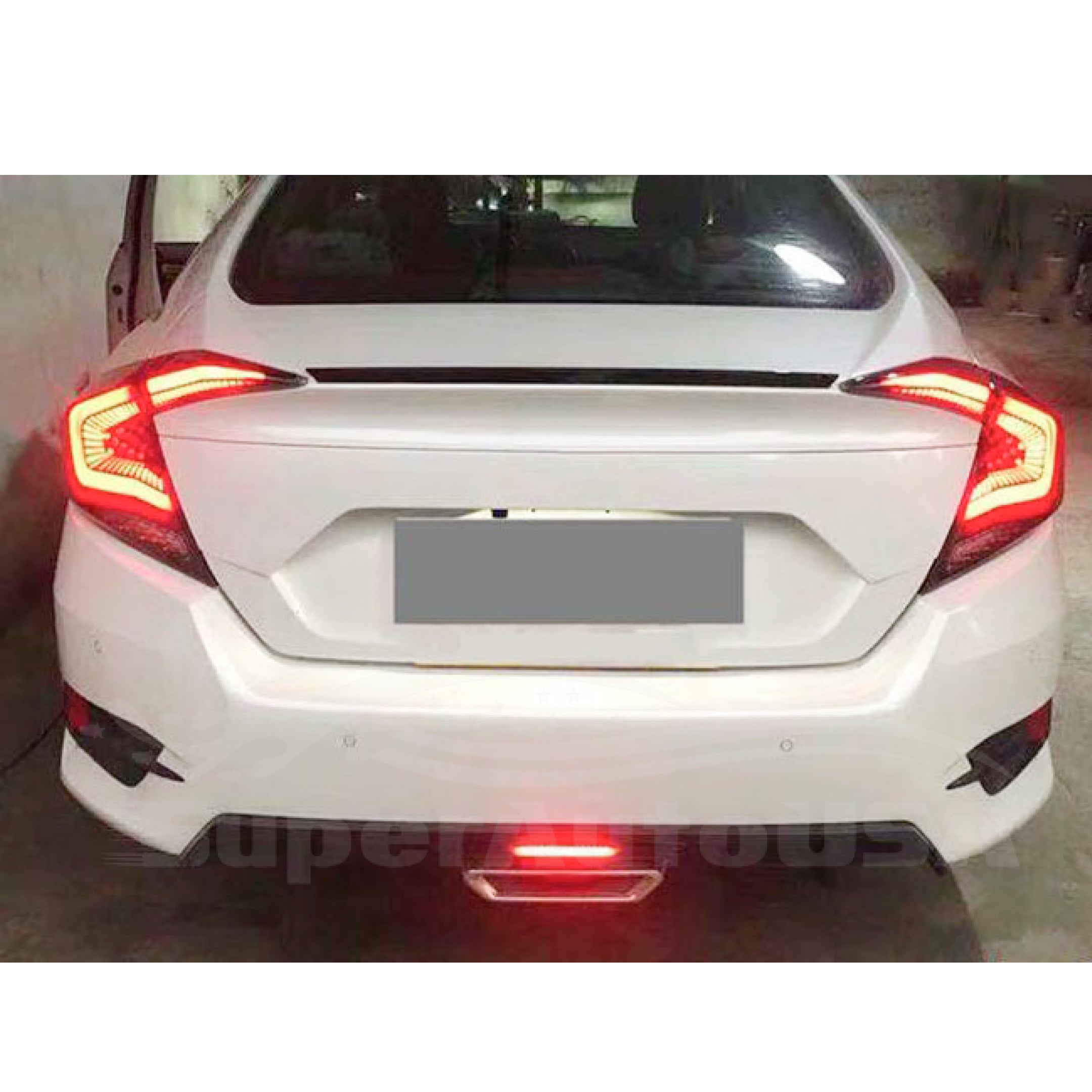 Se adapta a 2016-2021 Honda Civic Sport Sedan parachoques trasero alerón difusor LED luz