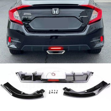 Difusor trasero y esquinas traseras: luz LED | Compatible con Honda Civic (16-21) 