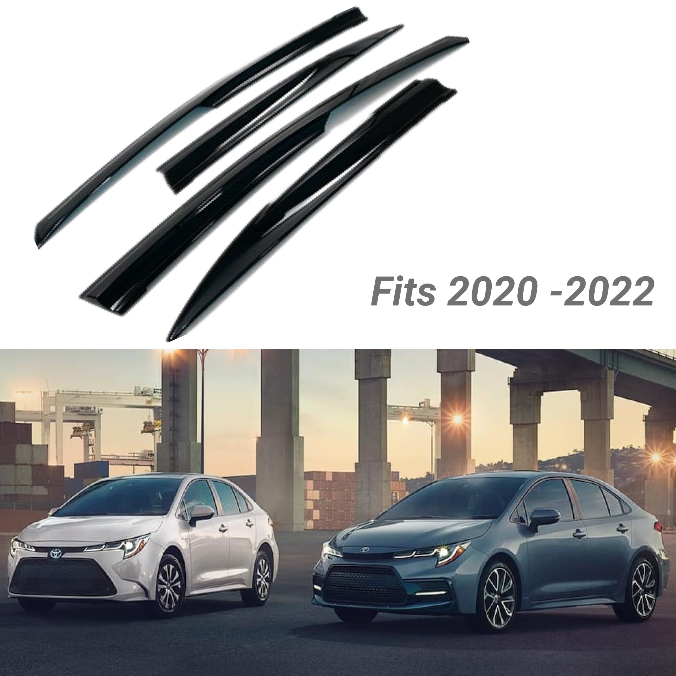 Fit 2020-2024 Toyota Corolla 3D Mugen Style Vent Window Visors Rain Sun Wind Guards Shade Deflectors - 0