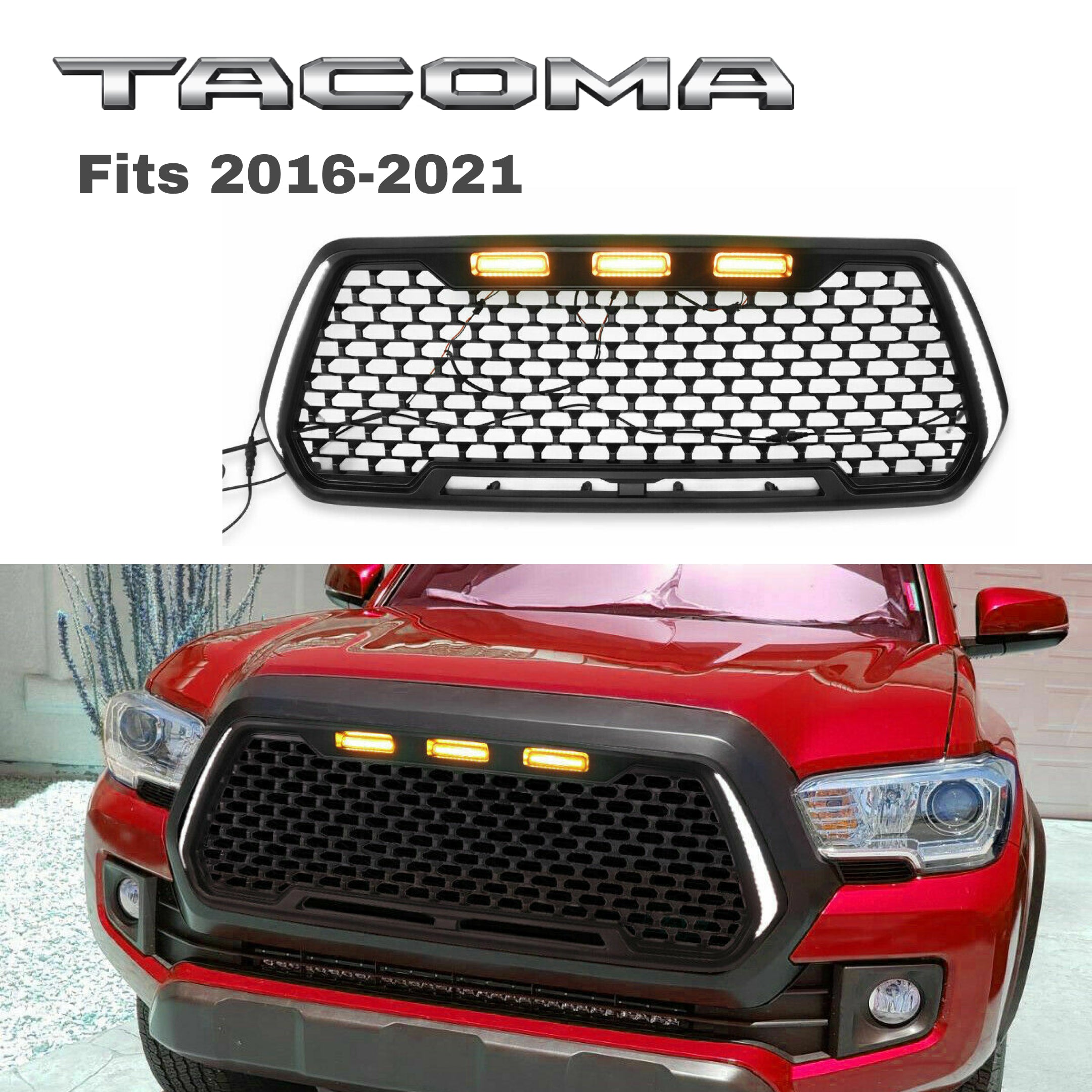 Fits Toyota Tacoma (2016-2021) Front Grille w/ Turn Signal LED Day Light - 0