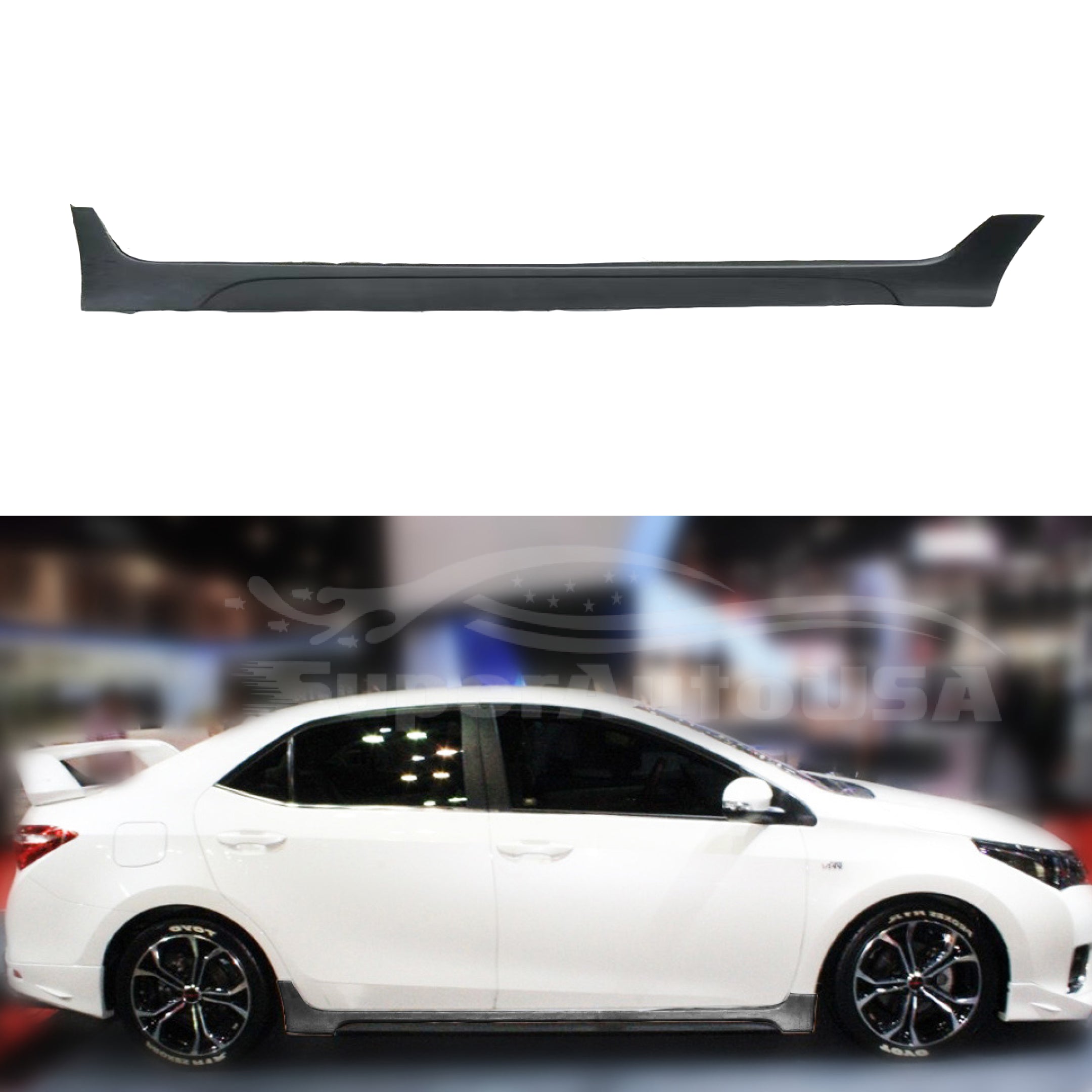 Compatible con faldas laterales para carrocería Toyota Corolla TRD PRO JDM 2014-2019 (negro brillante y blanco). - 0