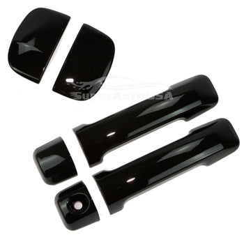 Embellecedores de manijas de puertas con tapa doble para Toyota Tundra 2007-2021 (negro brillante, 2 puertas) 