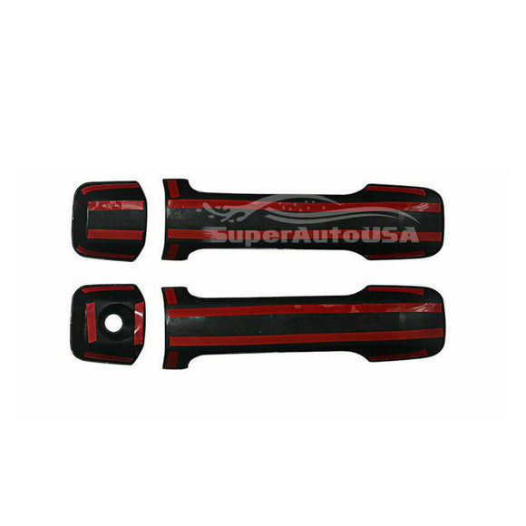 Fit 2007-2021 Toyota Tundra DOUBLE CAP Door Handle Covers Trim (Gloss Black, 2-door)