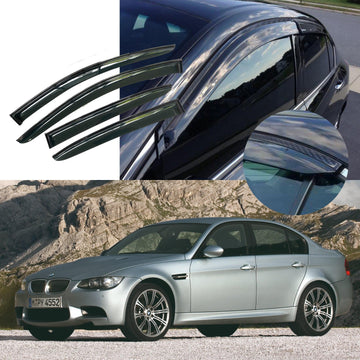 Se adapta a BMW Serie 3 E90 2006-2011 con molduras de fibra de carbono con clip, parasoles para ventanas, protectores contra la lluvia, el sol y el viento, deflectores de sombra 