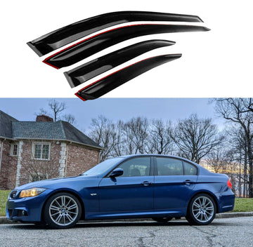Se adapta a BMW Serie 3 E90 2006-2011, viseras para ventanas con ventilación de canal exterior, protectores contra la lluvia, el sol y el viento, deflectores de sombra 