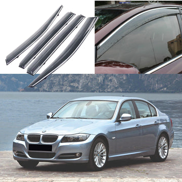 Se adapta a BMW Serie 3 E90 2006-2011, molduras cromadas, viseras para ventanas, protectores contra la lluvia, el sol y el viento, deflectores de sombra 