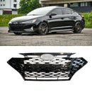 For Hyundai Elantra Sedan Sport 2019-2020 Mesh Style Front Bumper Grill Grille (Gloss Black & Chrome)-4