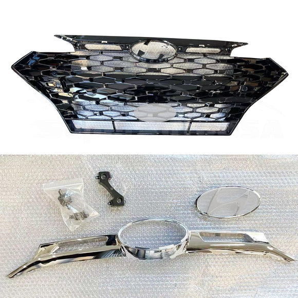 For Hyundai Elantra Sedan Sport 2019-2020 Mesh Style Front Bumper Grill Grille (Gloss Black & Chrome)