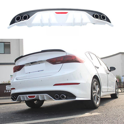For Hyundai Elantra 2016-2018 Rear Bumper Lip Diffuser Body kit LED (Black and White)
