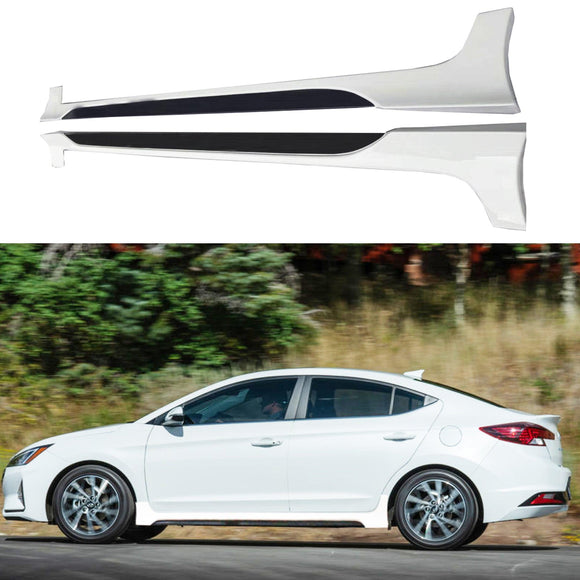 For Hyundai Elantra 2017-2020 JDM Style Side Body Skirts (Glossy Black & White)