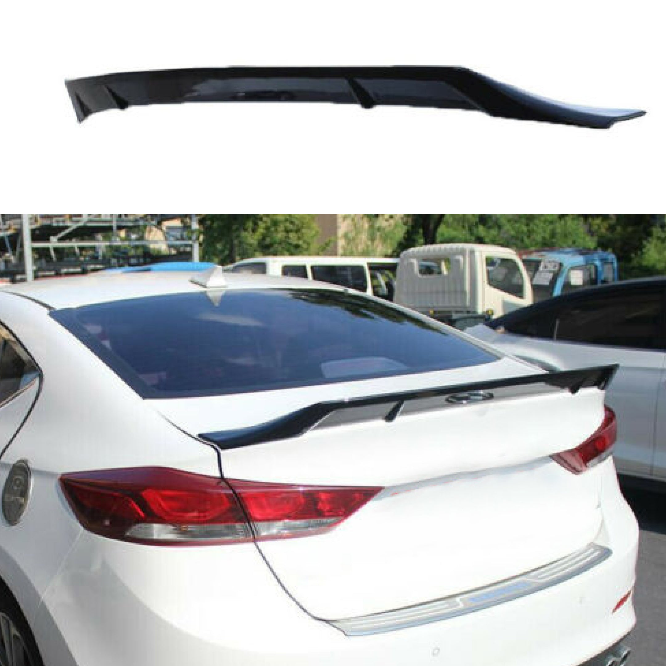 For Hyundai Elantra 2017-2020 JDM Mugen Rear Trunk Spoiler Wing Lid (Gloss Black)