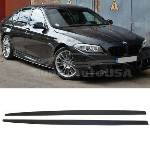For 11-16 BMW 5 Series F10 F11 M5 Sedan Black Unpainted Side Skirt Extension Spoiler