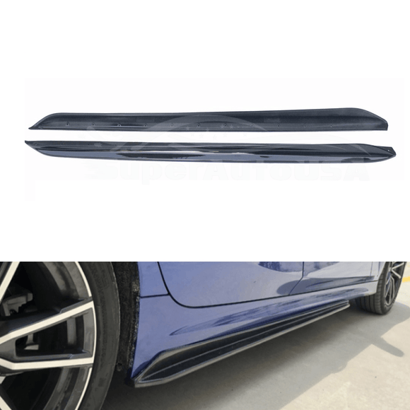 Fit 2012-2018 BMW 3 Series F30 F31 M Style Black Side Skirts (Carbon Fiber Print)