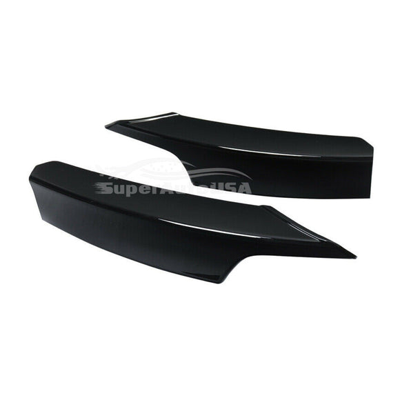 Fit 2012-2018 BMW 3 Series F30 M Sport Front Bumper Lip Corner Splitters (Gloss Black)