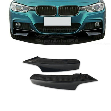 Separadores de esquinas de labio delantero compatibles con BMW Serie 3 F30 M-Sport 2012-2018 (impresión de fibra de carbono) 