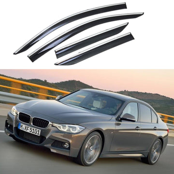 Se adapta a BMW Serie 3 F30 2012-2018, molduras cromadas con clip, parasoles para ventanas, protectores contra la lluvia, el sol y el viento, deflectores de sombra 