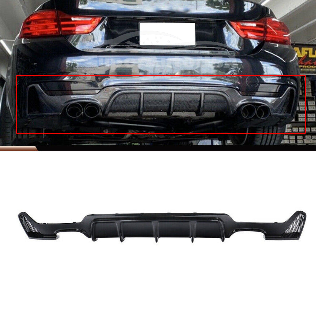 liwei store Compatible With BMW F32 F33 F36 4 Series M Sport 2014-2020 428i 430i 435i Rear Bumper Diffuser Lip Car Gloss Black Splitter Spoiler Plate liwei store Compatible With BMW F32 F33 F36 4 Series M Sport 2014-2020 428i 430i 435i Rear Bumper Diffuser Lip Car Gloss Black Splitter Spoiler Plate