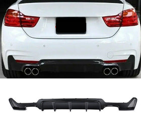 Fits 2014-2020 BMW F32 435i 440i xDrive 4 Series M Sport Rear Bumper Diffuser Quad Exhaust Dual Outlet