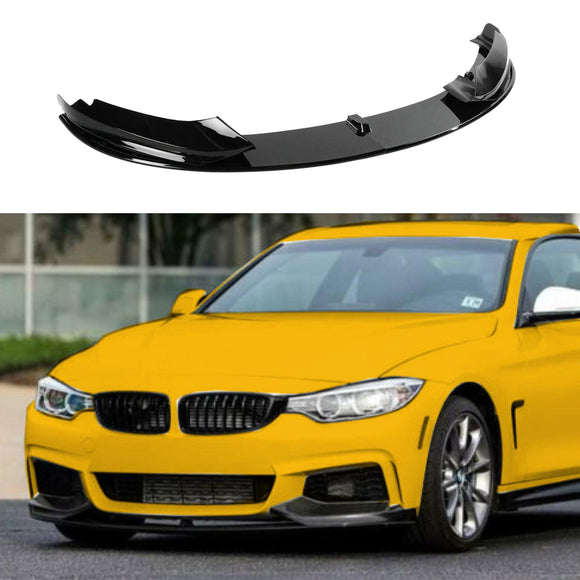 Fits 2014-2020 BMW F32 F33 F36 4 Series M Sport Front Bumper Lip Spoiler (Gloss Black)