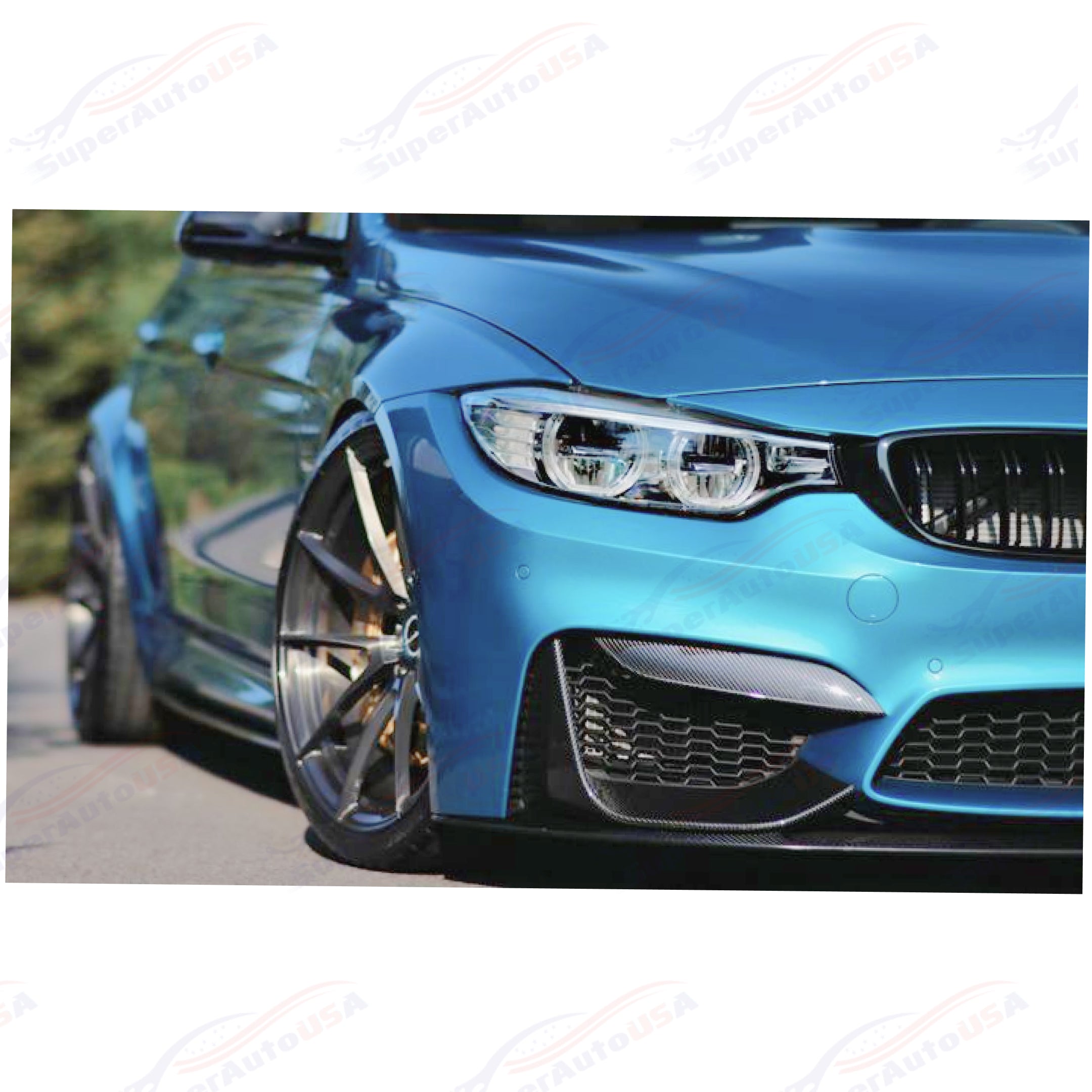 Fits 2015-20 BMW F80 M3 F82 F83 M4 CS Style Front Lip Spoilers & Splitter Kit (Gloss Black)