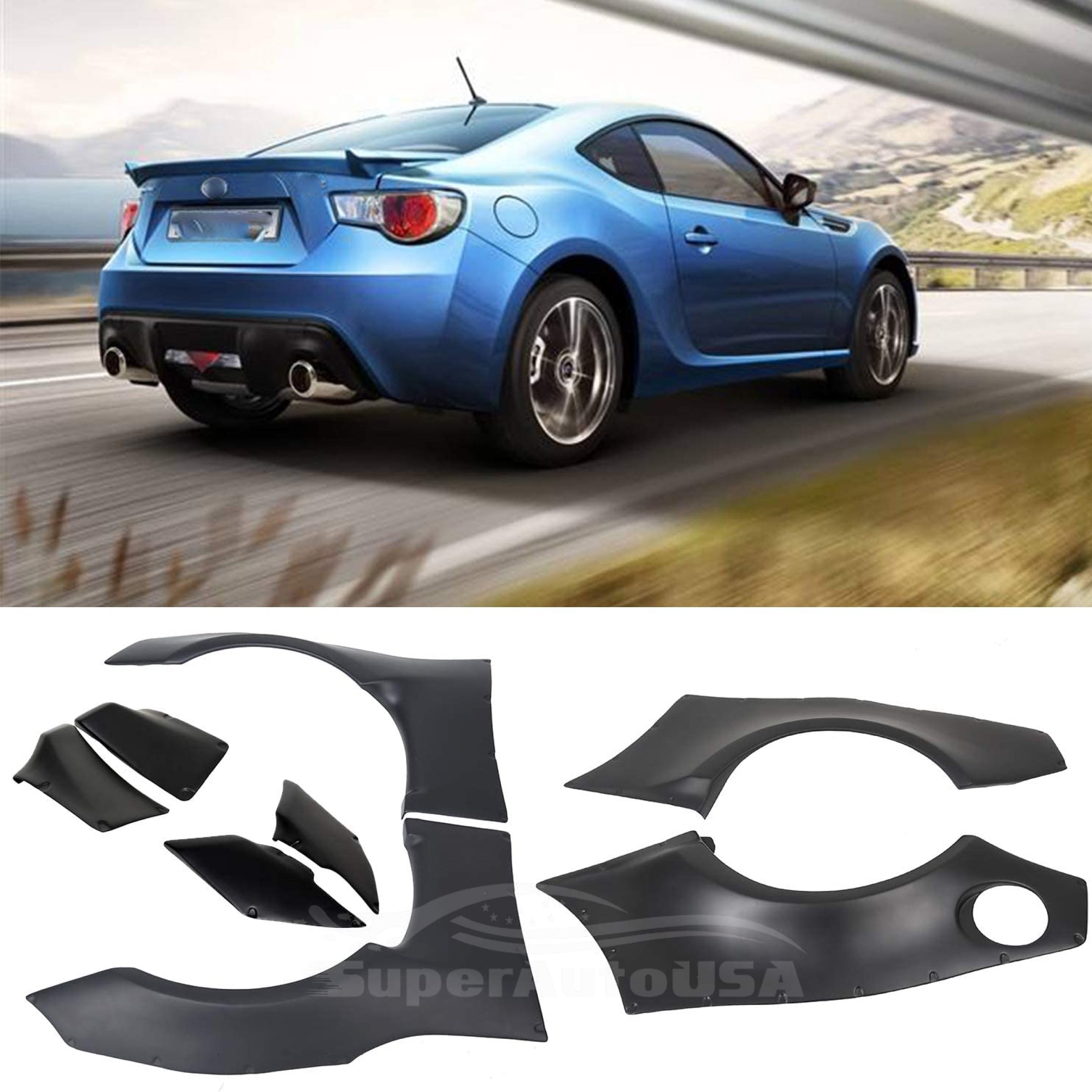 Fit 2013-2022 Subaru GT86 BRZ FR-S Wide Body 8pc Fender Flares Cover - 0