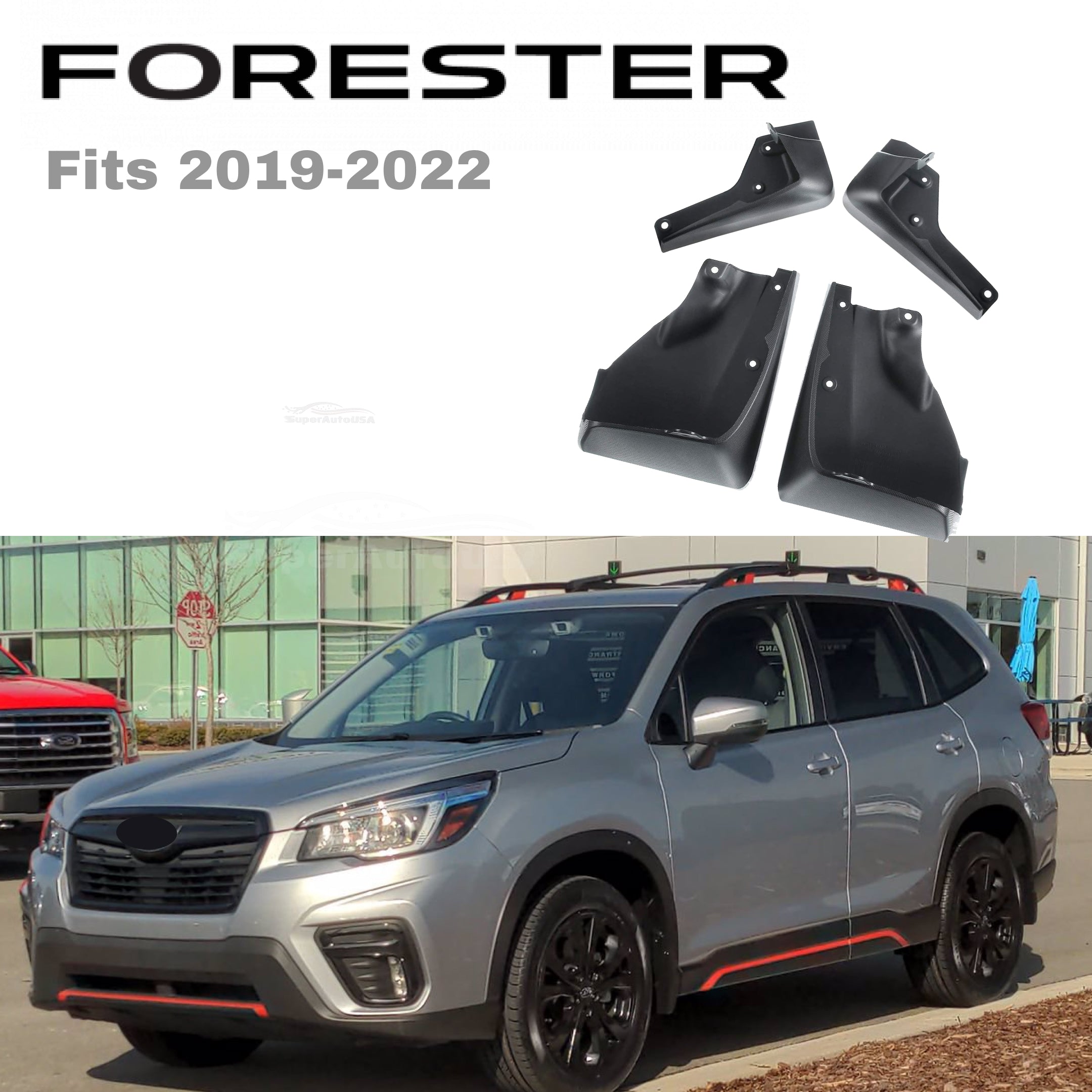 Fit 2019-2022 Subaru Forester 4pcs Mud Flap Flaps Splash Guards Mudguards Black