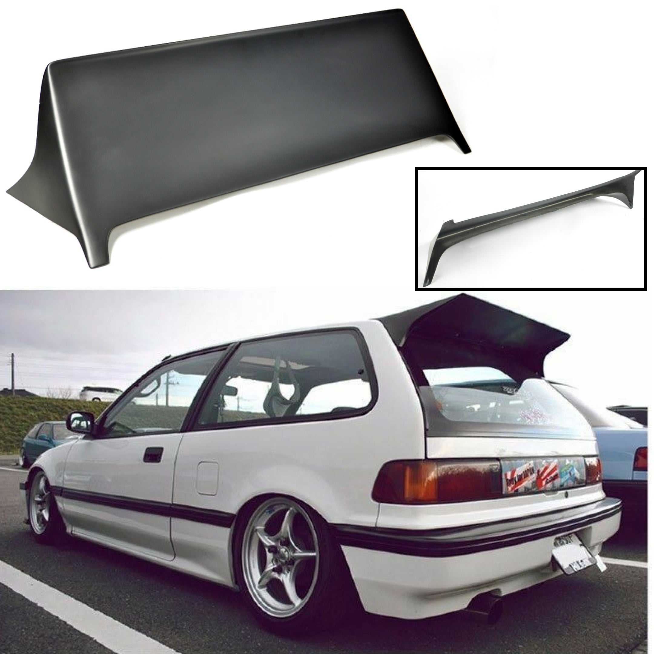 For 1988-1991 Honda Civic EF9 J's Style Rear Roof Wing Spoiler - Brake Light Deleted-1