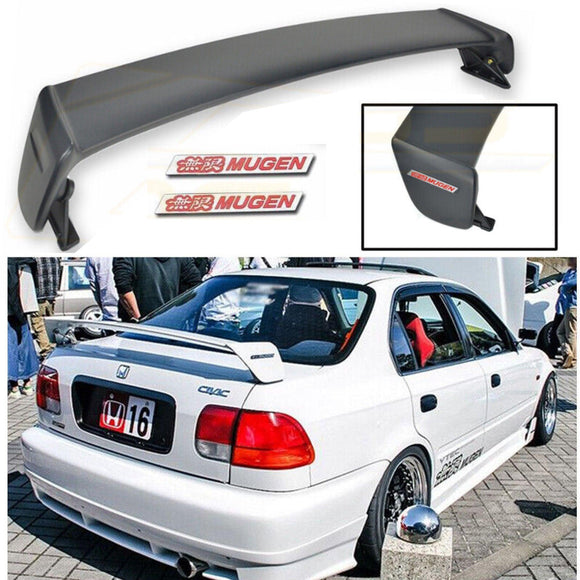 For 1996-2000 Honda Civic Sedan MUGEN Style Rear Trunk Wing Spoiler RED Emblem Pair