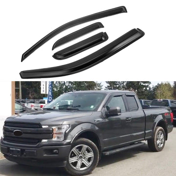 Se adapta a Ford F-150 Super Crew 2015-2021, viseras para ventanas con ventilación de canal exterior, protectores contra la lluvia, el sol y el viento, deflectores de sombra 