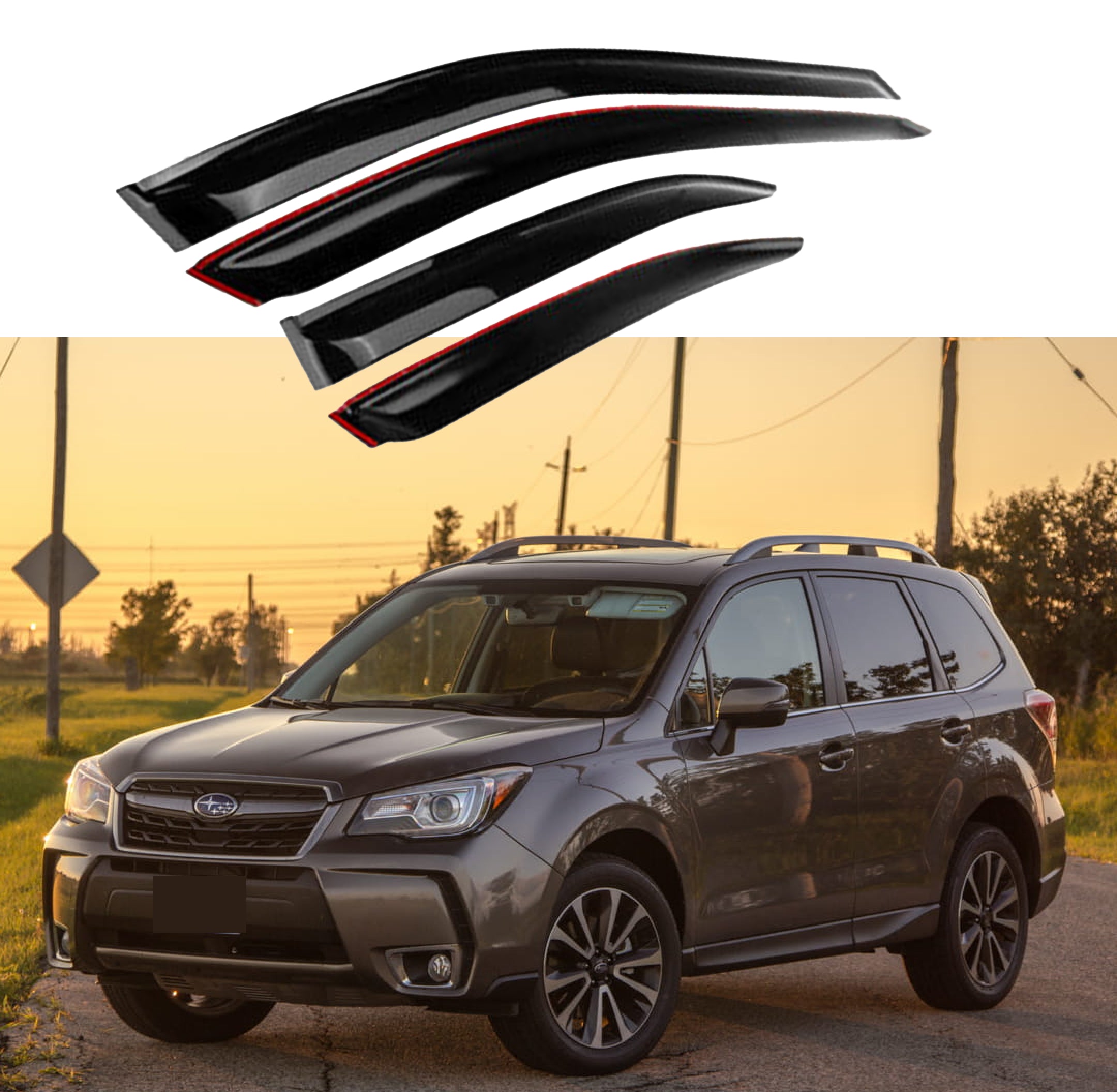 Fit 2014-2018 Subaru Forester Out-Channel Vent Window Visors Rain Sun Wind Guards Shade Deflectors