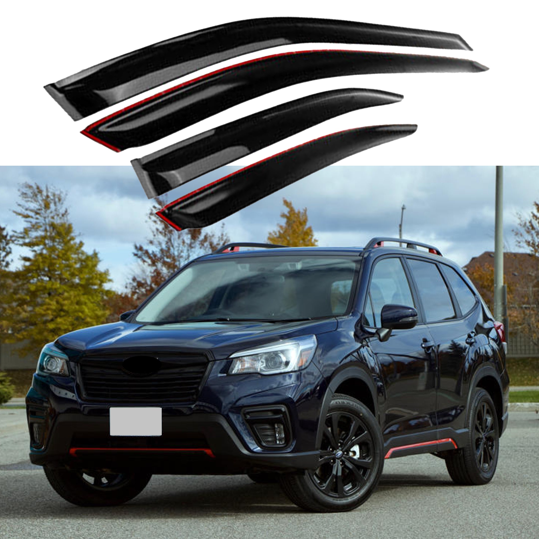 Fit 2019-2021 Subaru Forester Out-Channel Vent Window Visors Rain Sun Wind Guards Shade Deflectors