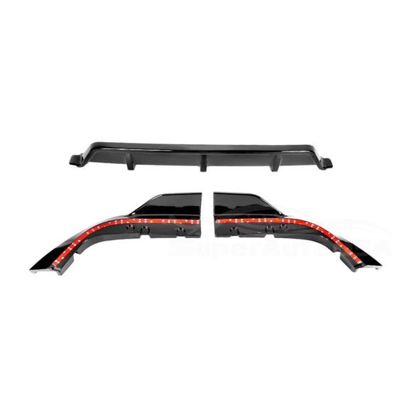 Fits 2019-2022 BMW G05 X5 with M Sport 3PC Rear Bumper Lip Diffuser Set (Gloss Black)