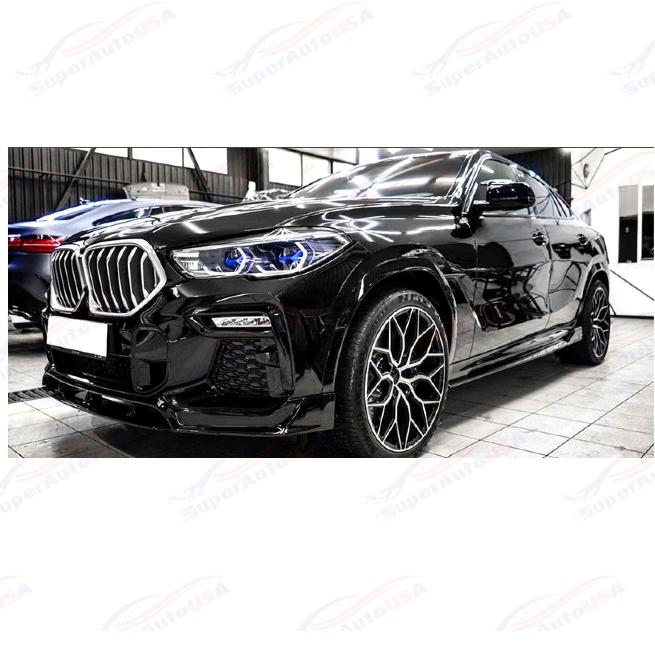 For 2019-2023 BMW X6 G06 Gloss Black M Sport Front Lip Splitter