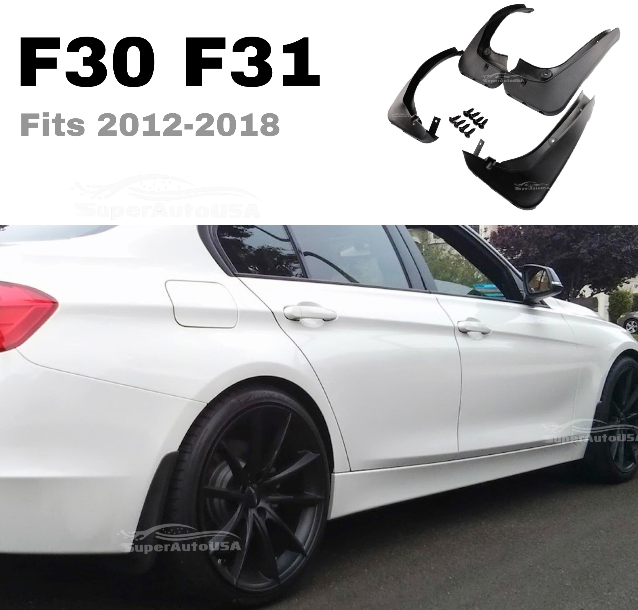 Fit 2012-2018 BMW 3 Series F30 F31 OE Style Splash Guards Mud Guards Mud Flaps