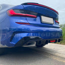 Fits 2019-2022 BMW 3 Series G20  M-Sport Rear Bumper Lip Diffuser with LED Light (Gloss Black)-2