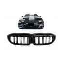 Fits 2019-2022 BMW 3 Series G20 G21 Double Line Glossy Gloss Black Front Kidney Grill-2