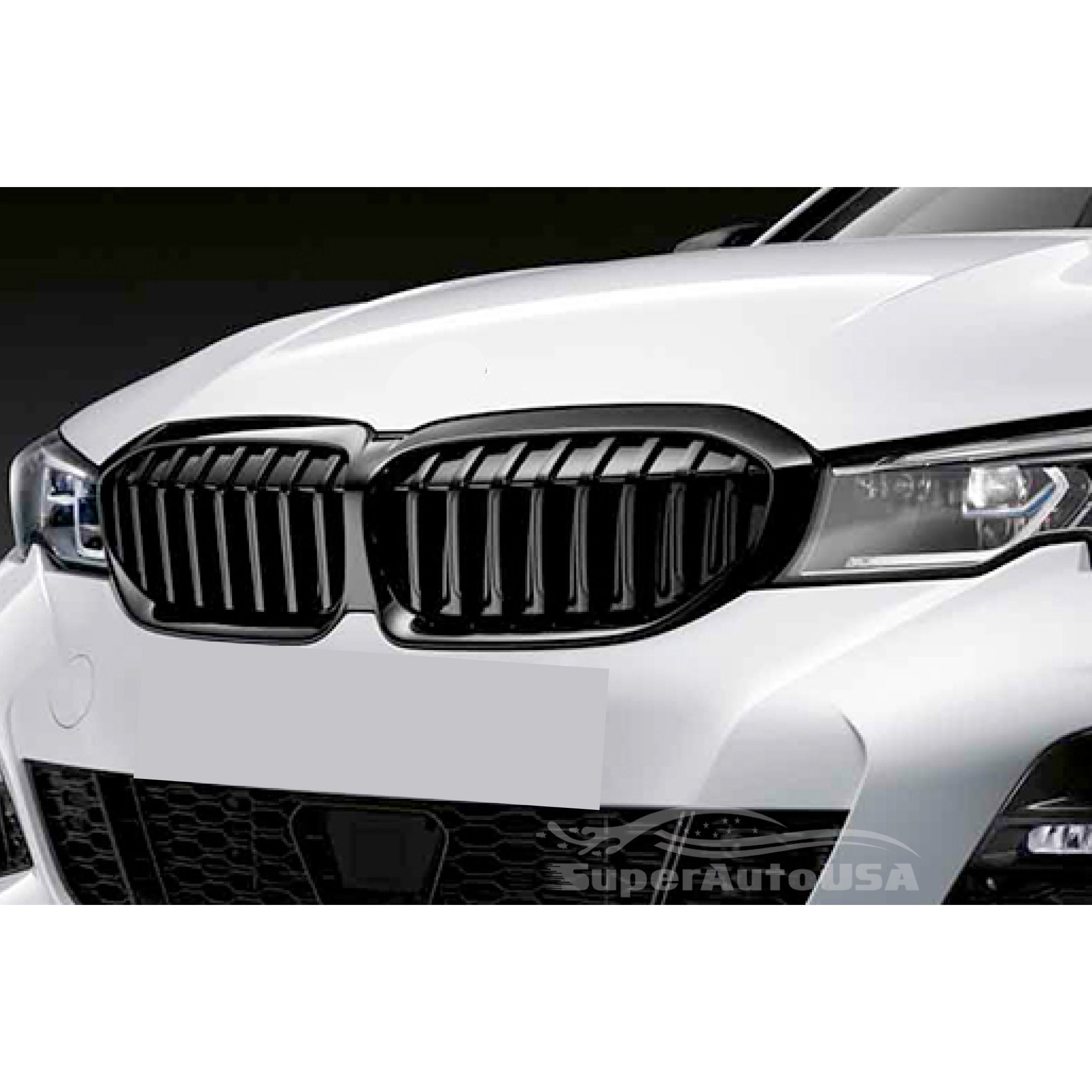 Fits 2019-2021 BMW 3 Series G20 G21 Single Line Front Kidney Grill (Gloss Black) - 0