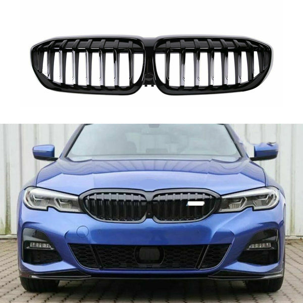 Fits 2019-2021 BMW 3 Series G20 G21 Single Line Front Kidney Grill (Gloss Black)