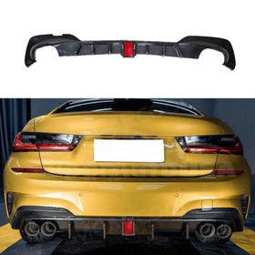 Fit BMW 2019-22 3 Series G20 Carbon Fiber paint Rear Lip Diffuser LED