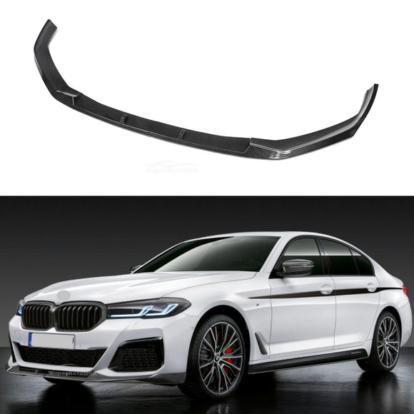 Fit 2021-2023 BMW G30 5 Series M Sport Front Bumper Lip Splitter (Carbon Fiber Print)