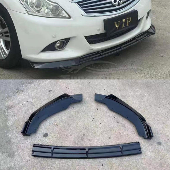 Para Infiniti G37 G25 2008-2013, borde de alerón divisor de parachoques delantero (negro brillante) 